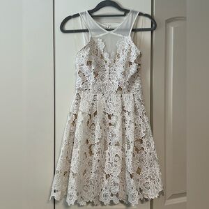 Francesca's Collections White Asymmetrical Lace Dress